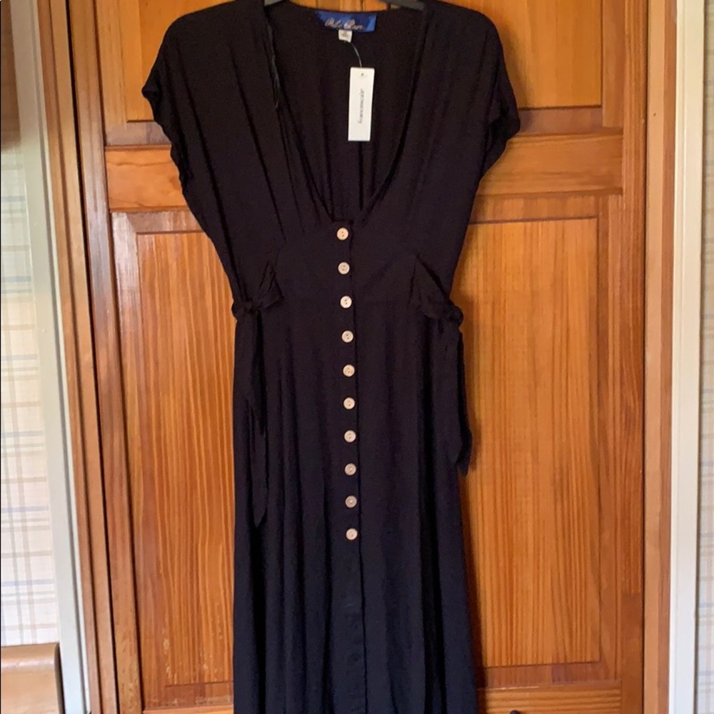 Blue Rain Midi Dress Black Size M